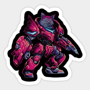 Cybernetic Cat Battlers: Futuristic Robot Felines Sticker